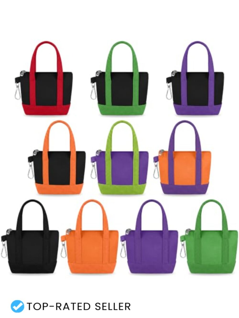 Mini Tote Bag Keychain Zipper Pouch Polyester Cosmetic Organizer Gift
